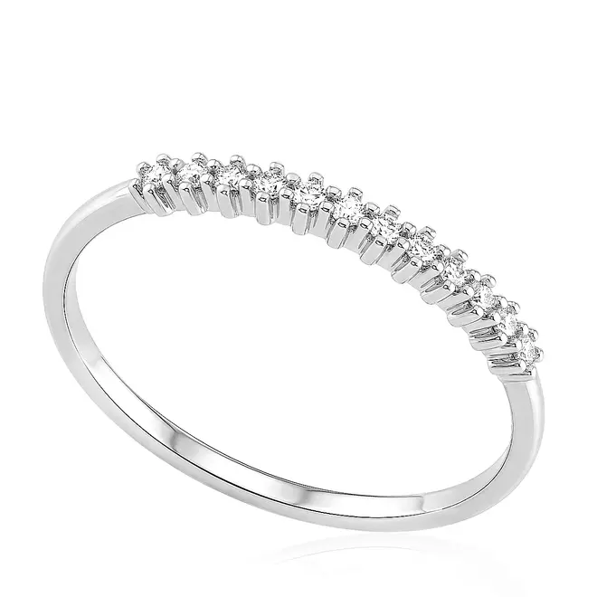Meia Aliança de Ouro Branco com 11 Diamantes. 125771