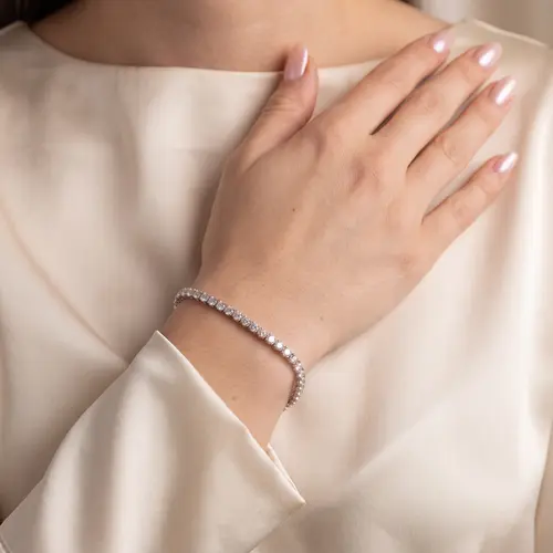Pulseira Riviera de Prata com 53 Diamantes de Laboratório 126075