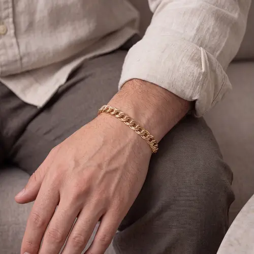 Pulseira em Ouro Amarelo 18k Elos Duplos