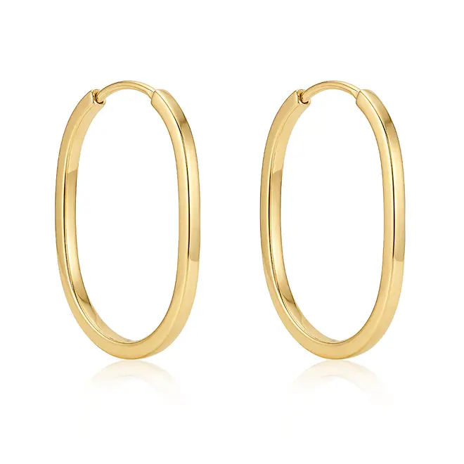Par de Brincos Argola Oval em Ouro Amarelo 18K 126318