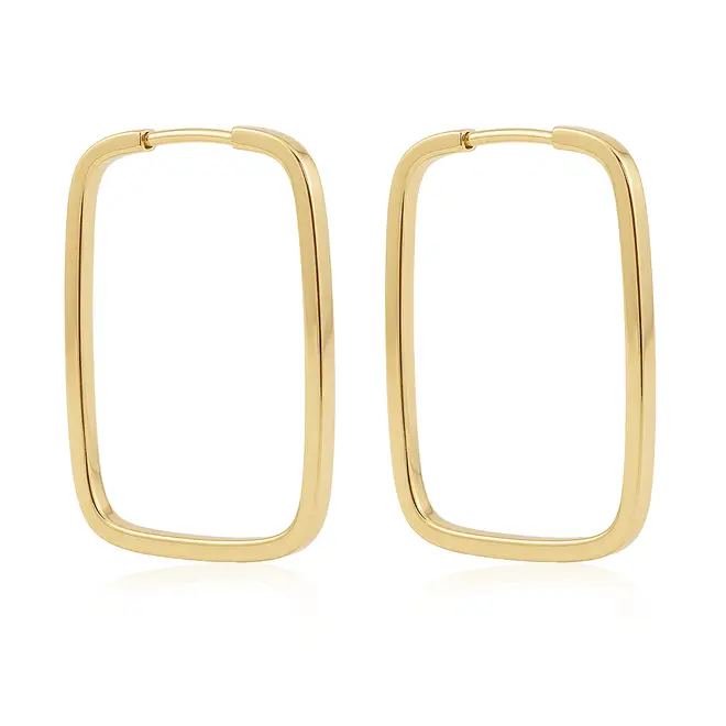 Par de Brincos Retangular em Ouro Amarelo 18K