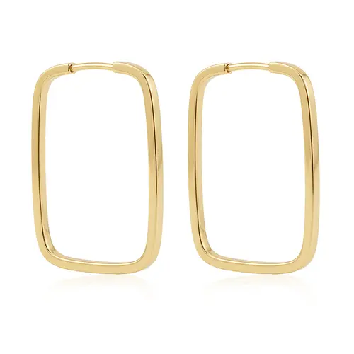 Par de Brincos Retangular em Ouro Amarelo 18K