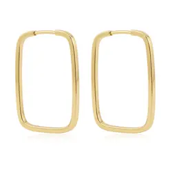Par de Brincos Retangular em Ouro Amarelo 18K