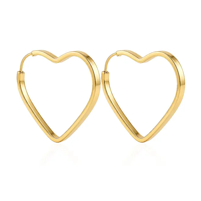 Par de Brincos Coração em Ouro Amarelo 18K 126324