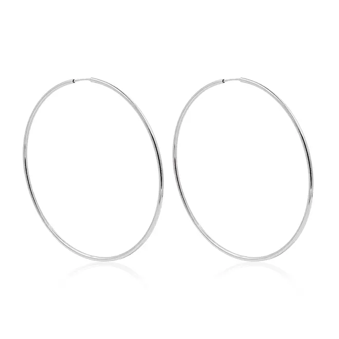 Par de Brincos Argola Grande em Ouro Branco 18K 126328