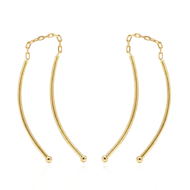 Par de Brincos Palito com Malha Cartier em Ouro Amarelo 18K