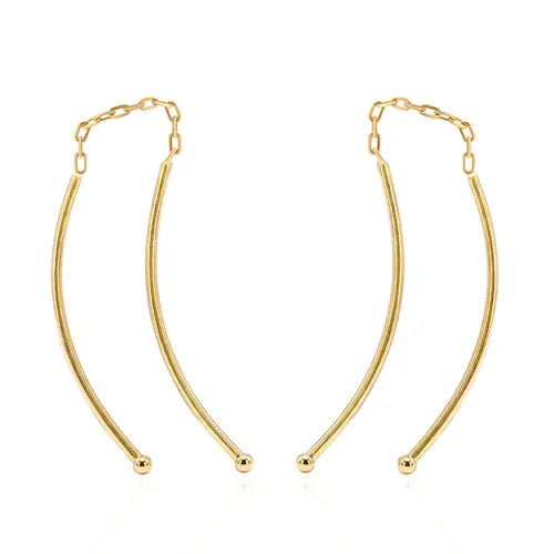 Par de Brincos Palito com Malha Cartier em Ouro Amarelo 18K