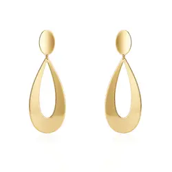 Par de Brincos Liso modelo Gota em Ouro Amarelo 18K
