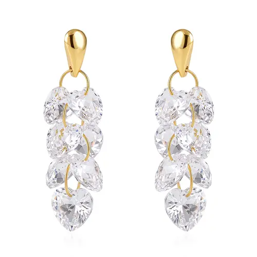 Par de Brincos Trabalhado em Ouro Amarelo com Zircônias  126337