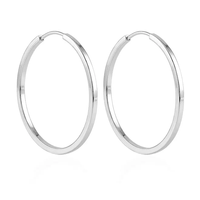 Par de Brincos Argola em Ouro Branco 18K 126327