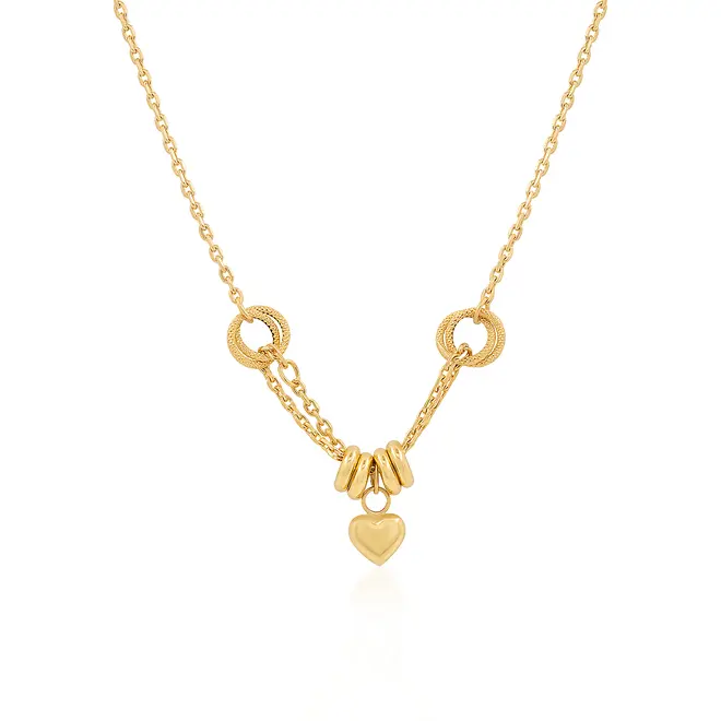 Colar em Ouro Amarelo 18k com pingente coração  126341