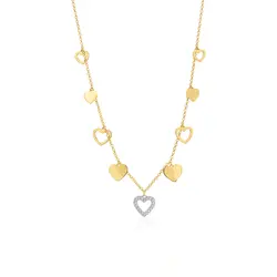 Corrente com Berloques Corações em Ouro Amarelo 18k 126343 126343