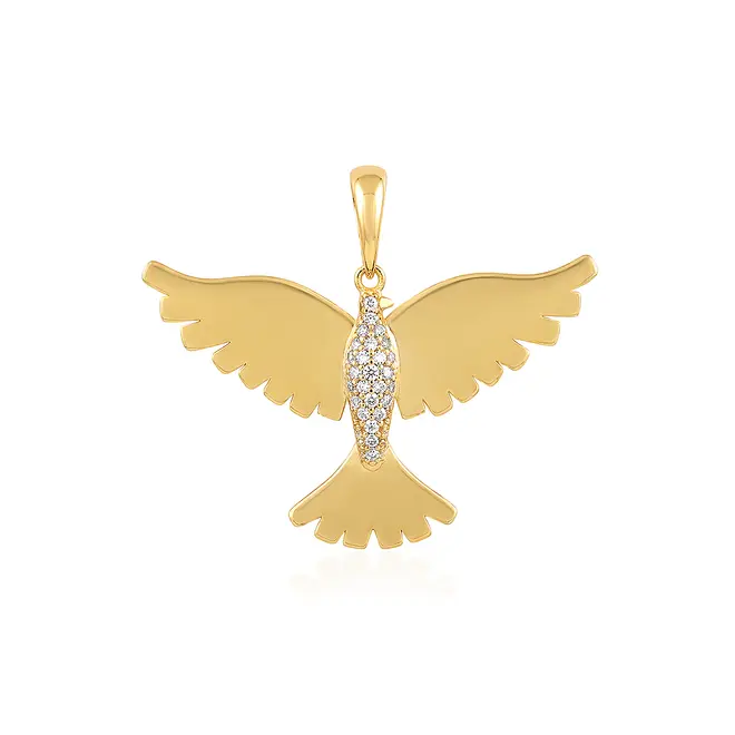 Pingente Espírito Santo de Ouro Amarelo 18k com Cristais