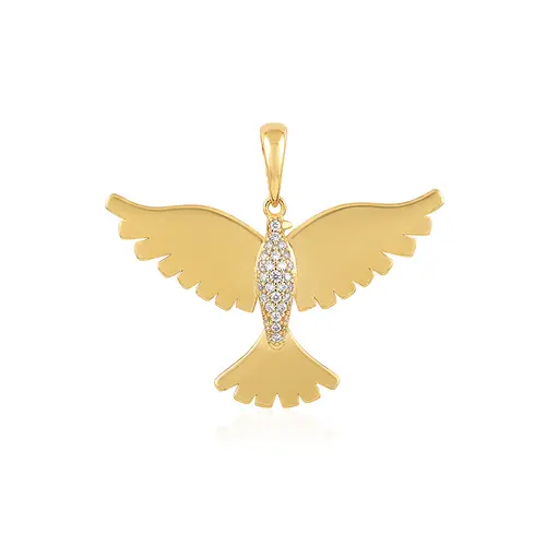 Pingente Espírito Santo de Ouro Amarelo 18k com Cristais