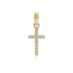 Pingente Cruz de Ouro Amarelo com 13 Cristais