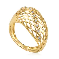 Anel Vazado em Ouro Amarelo 18K com Diamantes 126350