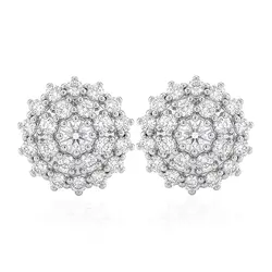 Par de Brincos Chuveiro de Ouro Branco com 47 Diamantes.