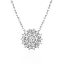 Pingente Chuveiro de Ouro Branco com Corrente e 23 Diamantes.