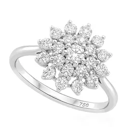 Anel Chuveiro de Ouro Branco com Diamantes. 126287