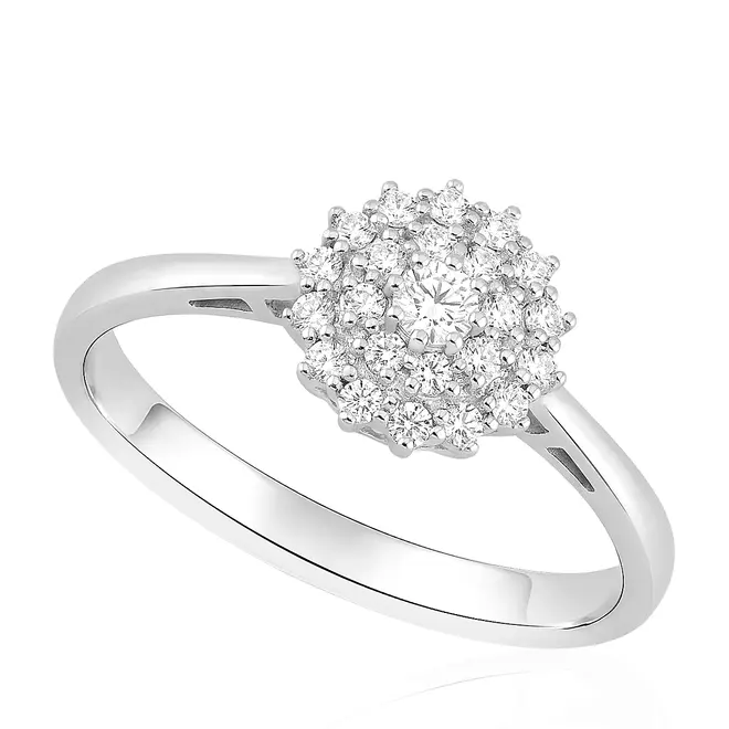 Anel Chuveiro de Ouro Branco com Diamantes. 126288