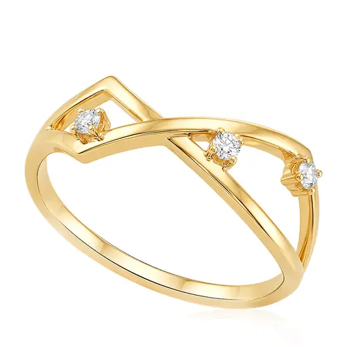 Anel de Ouro Amarelo 18k com Diamantes