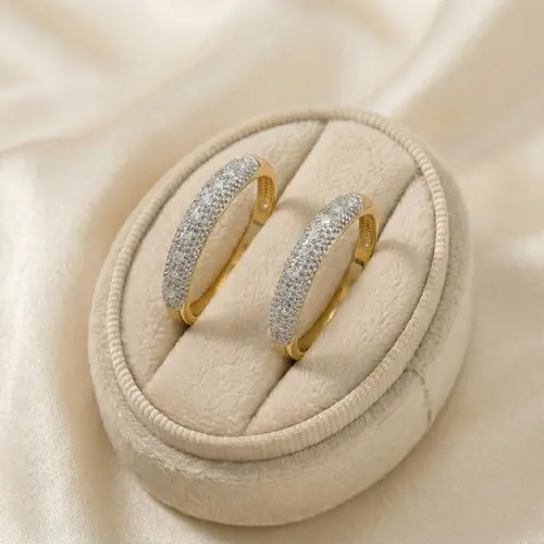 Par de Aparadores de Ouro com 18 Diamantes| Joias Vip