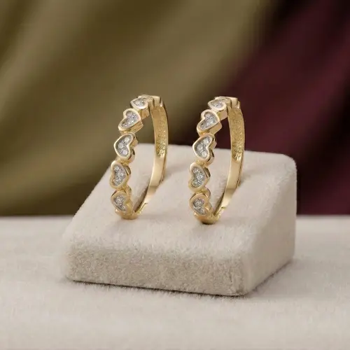 Par de Aparadores Corações de Ouro com 12 Diamantes | Joias Vip