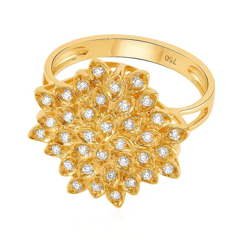 Anel de Ouro Chuveiro Sextavado com 36 Diamantes | Joias Vip