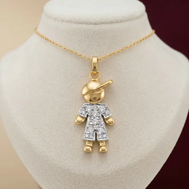 Pingente de Ouro Menino com 6 Diamantes