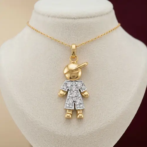 Pingente de Ouro Menino com 6 Diamantes