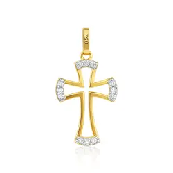 Colar Cruz de Ouro com 12 Diamantes