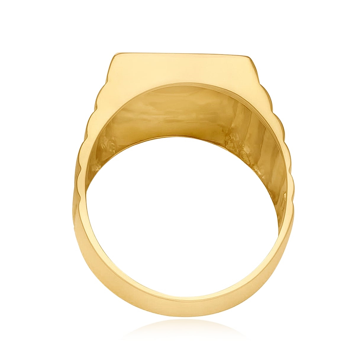 Anel de Ouro modelo Chapinha com detalhes em 3 cores