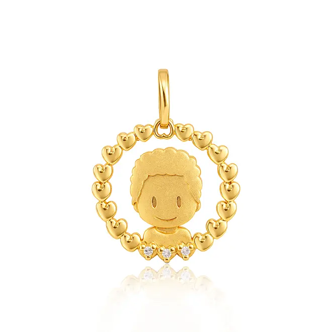 Corrente de Ouro com Pingente Menino com Diamantes