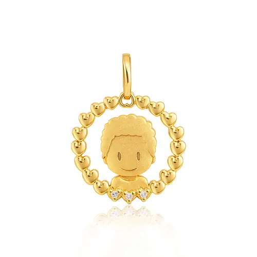 Corrente de Ouro com Pingente Menino com Diamantes
