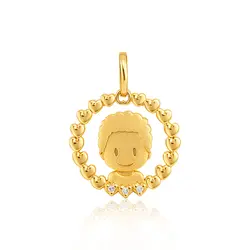 Corrente de Ouro com Pingente Menino com Diamantes