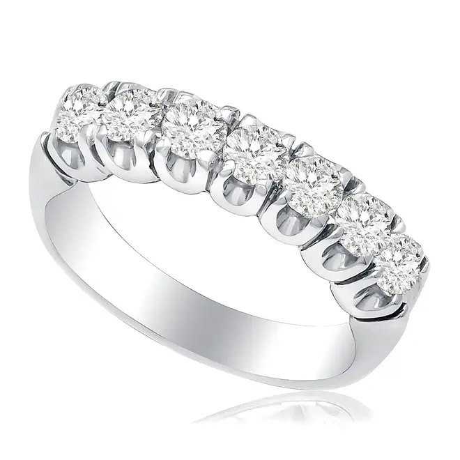 Meia Aliança de Ouro Branco com 1 Ct de Diamantes